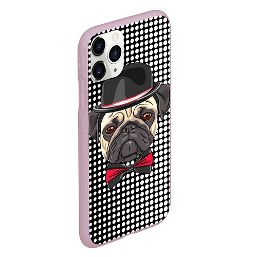 Чехол iPhone 11 Pro матовый Mr Pug / 3D-Розовый – фото 2