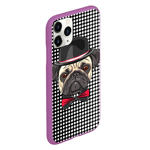 Чехол iPhone 11 Pro матовый Mr Pug / 3D-Фиолетовый – фото 2