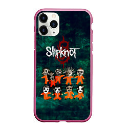 Чехол iPhone 11 Pro матовый Группа Slipknot, цвет: 3D-малиновый