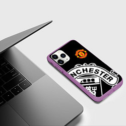 Чехол iPhone 11 Pro матовый Man United: Black Collection, цвет: 3D-фиолетовый — фото 2