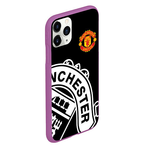 Чехол iPhone 11 Pro матовый Man United: Black Collection / 3D-Фиолетовый – фото 2