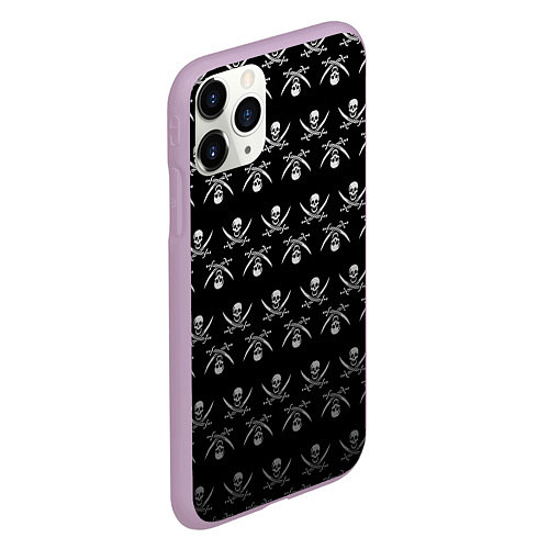 Чехол iPhone 11 Pro матовый Пиратский pattern / 3D-Сиреневый – фото 2