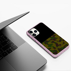 Чехол iPhone 11 Pro матовый Лесной Камуфляж 1, цвет: 3D-розовый — фото 2