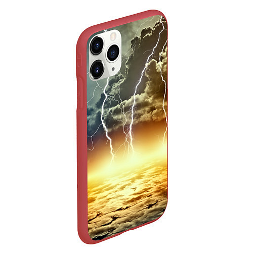 Чехол iPhone 11 Pro матовый Удар молнии / 3D-Красный – фото 2