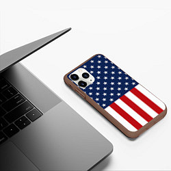 Чехол iPhone 11 Pro матовый Флаг США, цвет: 3D-коричневый — фото 2