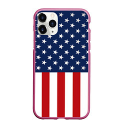 Чехол iPhone 11 Pro матовый Флаг США, цвет: 3D-малиновый