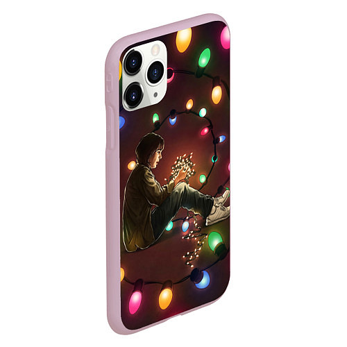 Чехол iPhone 11 Pro матовый Парень с лампочками / 3D-Розовый – фото 2
