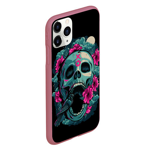 Чехол iPhone 11 Pro матовый Dia de Muertos / 3D-Малиновый – фото 2