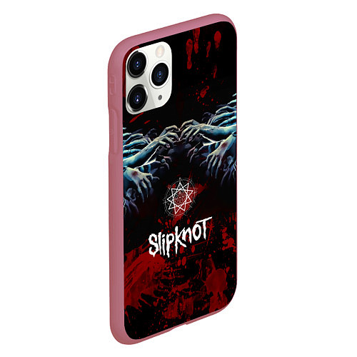 Чехол iPhone 11 Pro матовый Slipknot руки зомби / 3D-Малиновый – фото 2