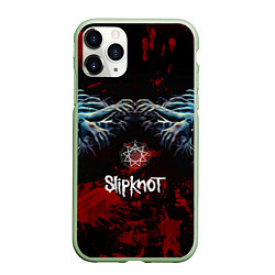 Чехол iPhone 11 Pro матовый Slipknot руки зомби, цвет: 3D-салатовый