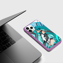 Чехол iPhone 11 Pro матовый Miku1, цвет: 3D-фиолетовый — фото 2