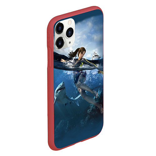 Чехол iPhone 11 Pro матовый TOMB RAIDER / 3D-Красный – фото 2