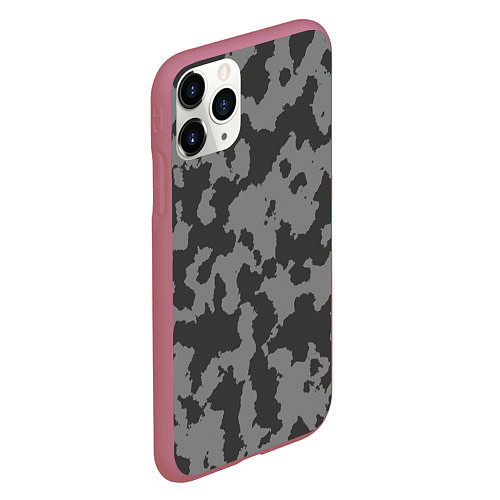 Чехол iPhone 11 Pro матовый Ночной Камуфляж / 3D-Малиновый – фото 2