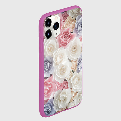 Чехол iPhone 11 Pro матовый Букет из роз / 3D-Фиолетовый – фото 2