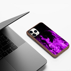 Чехол iPhone 11 Pro матовый Фиолетовый огонь, цвет: 3D-коричневый — фото 2