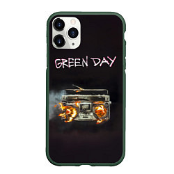 Чехол iPhone 11 Pro матовый Green Day магнитофон в огне, цвет: 3D-темно-зеленый