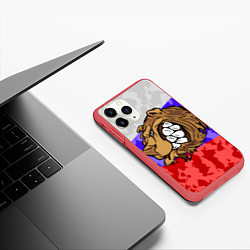 Чехол iPhone 11 Pro матовый Русский Медведь, цвет: 3D-красный — фото 2