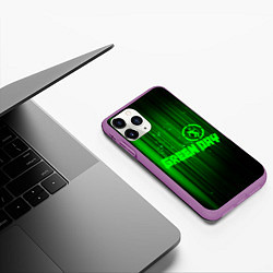 Чехол iPhone 11 Pro матовый Green Day лучи, цвет: 3D-фиолетовый — фото 2