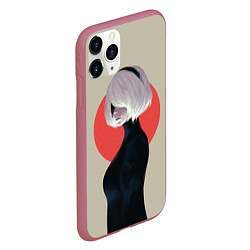 Чехол iPhone 11 Pro матовый Nier Automata, цвет: 3D-малиновый — фото 2