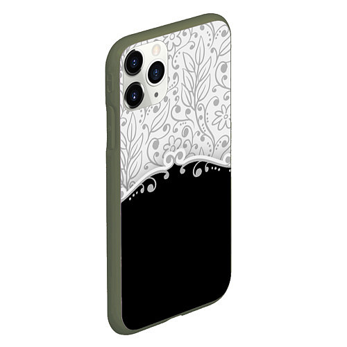 Чехол iPhone 11 Pro матовый Флористика / 3D-Темно-зеленый – фото 2