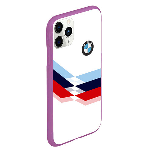 Чехол iPhone 11 Pro матовый BMW БМВ WHITE / 3D-Фиолетовый – фото 2