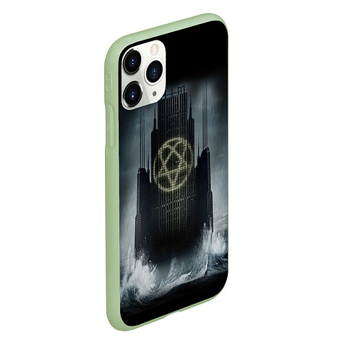 Чехол iPhone 11 Pro матовый HIM: Devil Castle / 3D-Салатовый – фото 2