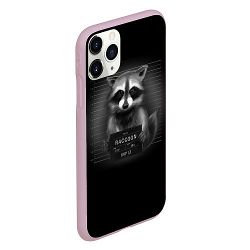 Чехол iPhone 11 Pro матовый Енот преступник / 3D-Розовый – фото 2