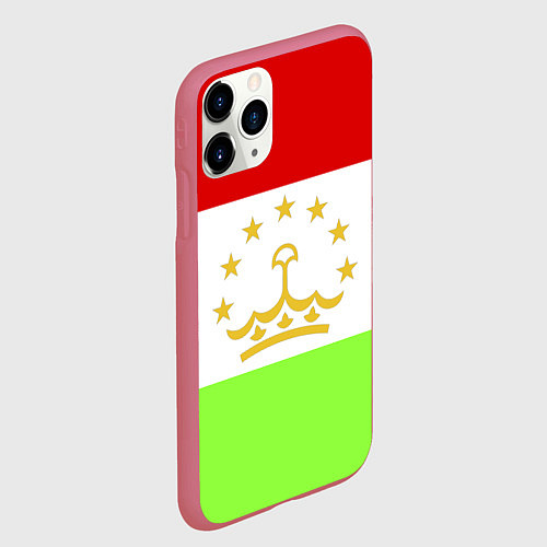 Чехол iPhone 11 Pro матовый Флаг Таджикистана / 3D-Малиновый – фото 2