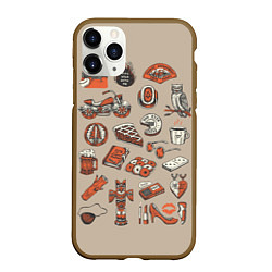 Чехол iPhone 11 Pro матовый Twin Peaks Pack, цвет: 3D-коричневый