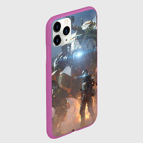 Чехол iPhone 11 Pro матовый Titanfall: Attack Robots / 3D-Фиолетовый – фото 2
