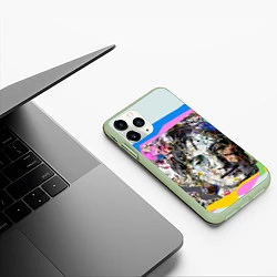 Чехол iPhone 11 Pro матовый John Lennon: Abstraction, цвет: 3D-салатовый — фото 2