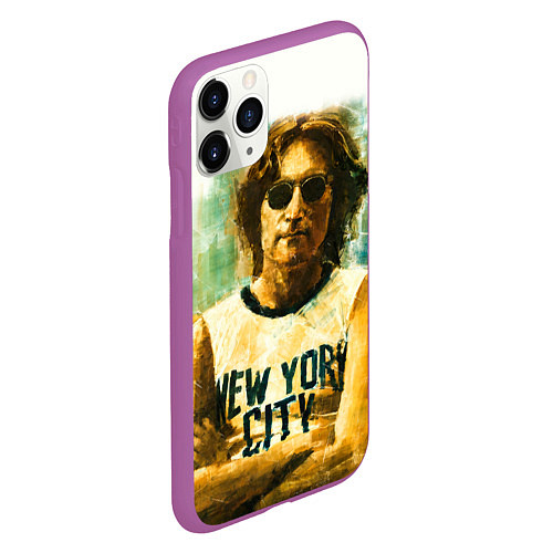 Чехол iPhone 11 Pro матовый John Lennon: New York / 3D-Фиолетовый – фото 2