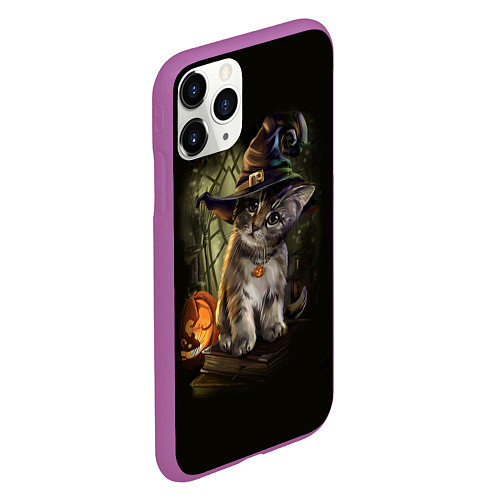 Чехол iPhone 11 Pro матовый Ведьмин котенок / 3D-Фиолетовый – фото 2