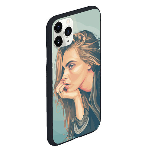 Чехол iPhone 11 Pro матовый Cara Delevingne 3 / 3D-Черный – фото 2