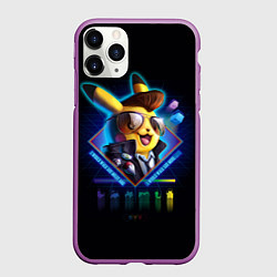 Чехол iPhone 11 Pro матовый Retro Pikachu, цвет: 3D-фиолетовый