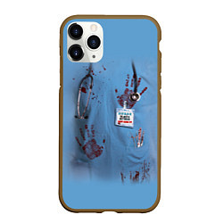 Чехол iPhone 11 Pro матовый Костюм врача кровь, цвет: 3D-коричневый
