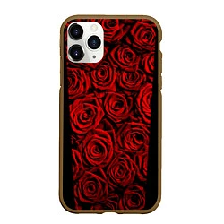Чехол iPhone 11 Pro матовый Унисекс / Красные розы, цвет: 3D-коричневый