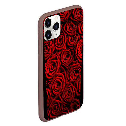 Чехол iPhone 11 Pro матовый Унисекс / Красные розы / 3D-Коричневый – фото 2
