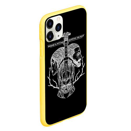 Чехол iPhone 11 Pro матовый Ведьмак / 3D-Желтый – фото 2