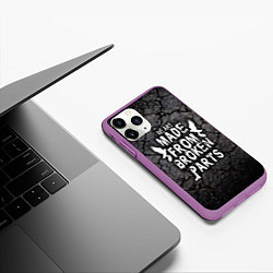 Чехол iPhone 11 Pro матовый Made from broken parts, цвет: 3D-фиолетовый — фото 2