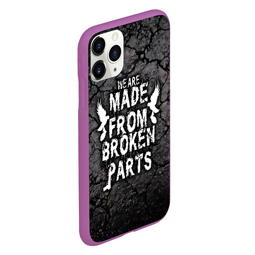 Чехол iPhone 11 Pro матовый Made from broken parts / 3D-Фиолетовый – фото 2