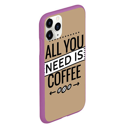 Чехол iPhone 11 Pro матовый All you need is coffee / 3D-Фиолетовый – фото 2