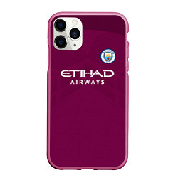 Чехол iPhone 11 Pro матовый Man City FC: Away 17/18, цвет: 3D-малиновый