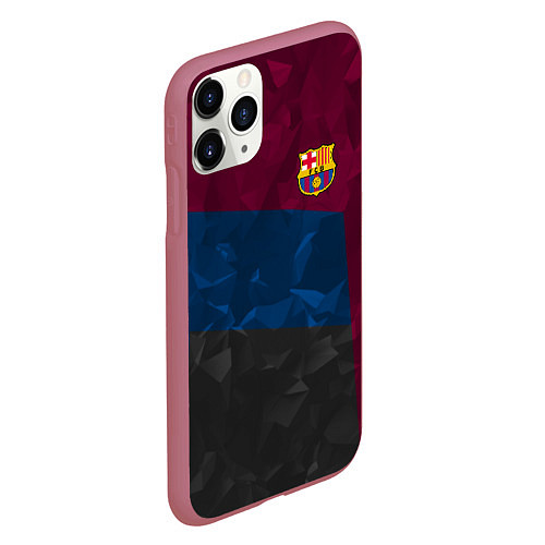 Чехол iPhone 11 Pro матовый FC Barcelona: Dark polygons / 3D-Малиновый – фото 2