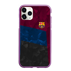 Чехол iPhone 11 Pro матовый FC Barcelona: Dark polygons, цвет: 3D-фиолетовый