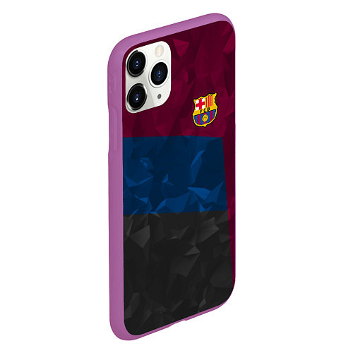 Чехол iPhone 11 Pro матовый FC Barcelona: Dark polygons / 3D-Фиолетовый – фото 2