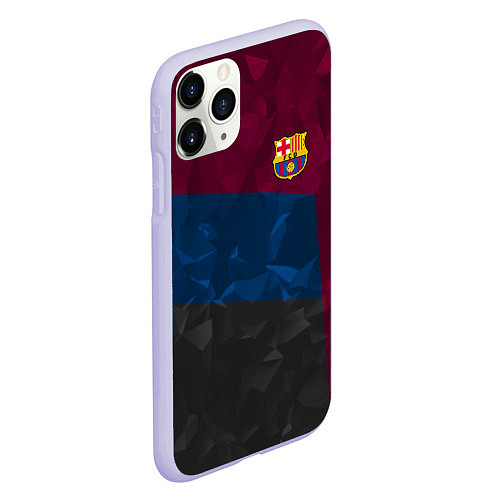 Чехол iPhone 11 Pro матовый FC Barcelona: Dark polygons / 3D-Светло-сиреневый – фото 2