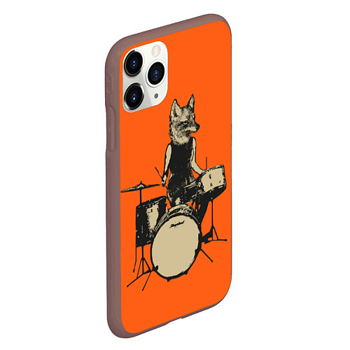 Чехол iPhone 11 Pro матовый Drums Fox / 3D-Коричневый – фото 2