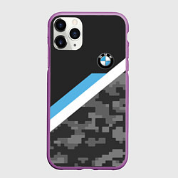 Чехол iPhone 11 Pro матовый BMW: Pixel Military, цвет: 3D-фиолетовый