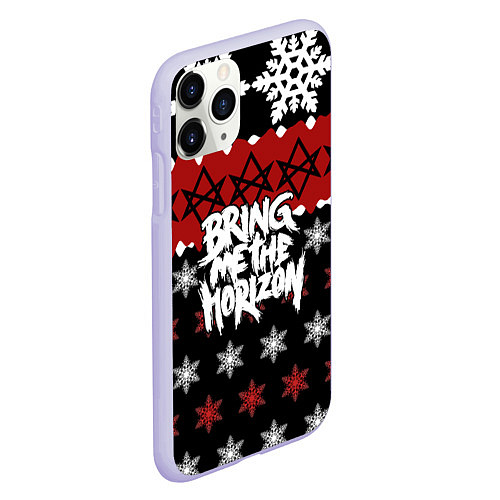 Чехол iPhone 11 Pro матовый Праздничный Bring Me the Horizon / 3D-Светло-сиреневый – фото 2